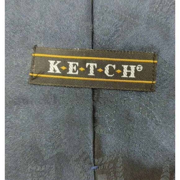 Vintage 60" Long Royal Blue Geometric Diamond Boxes Ketch Men's Tie Polyester - Picture 7 of 7